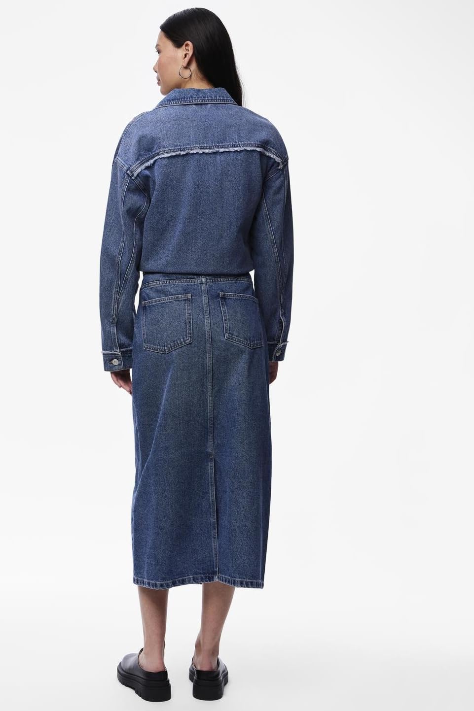 PCALFI HW Long Skirt, niebieski (medium blue denim), M