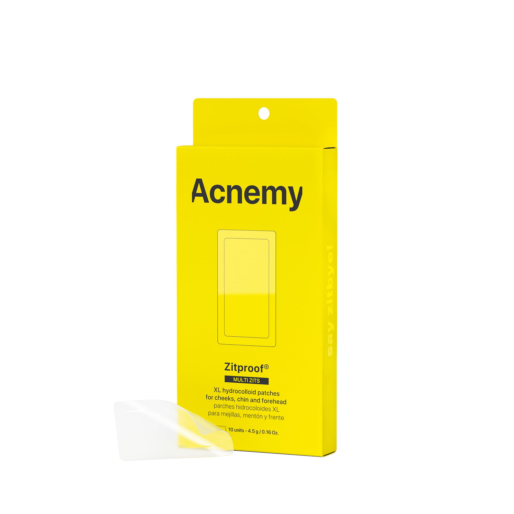 ACNEMY ZITPROOF® MULTIZITS - XL hydrocolloid patches for cheeks chin and forehead, Clear, 10 count (Pack of 1)