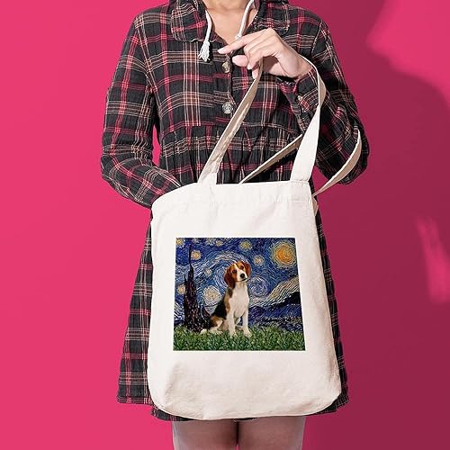 Miniatura 3 de CafePress Starry NightBeagle - Bolsa de lona natural bolsa de compras reutilizable