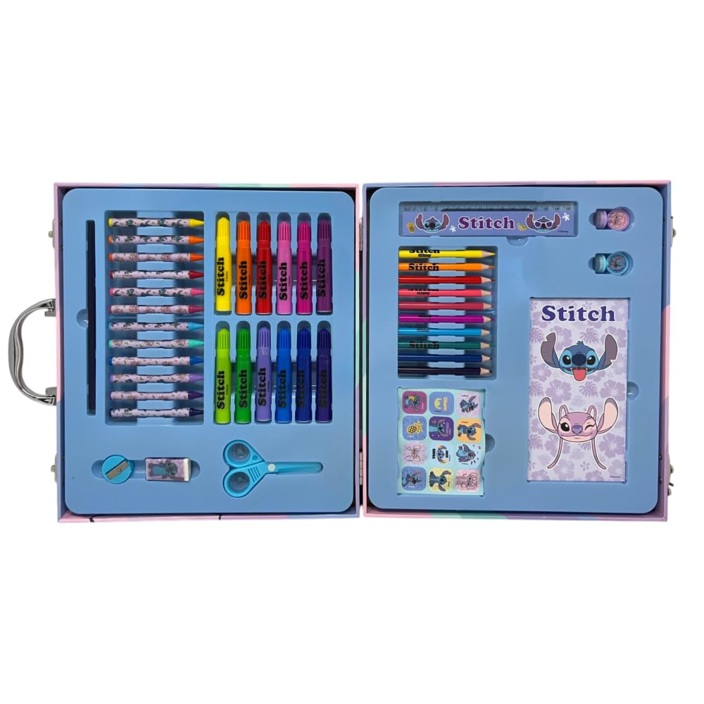 Valigetta colori Stitch Disney scatola per bambini completa di colori articoli di cancelleria stickers