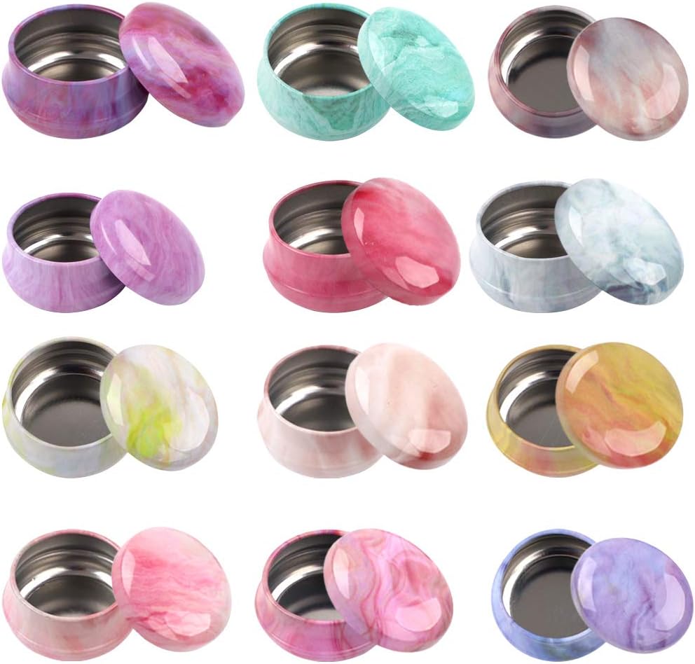 12Pieces Small Candle Tin Jars,Mini Candle Making Containers Reusable Round Shape Artistic Storage Box Metal Jar for Candle Dry Storage DIY Candle Making Kit for Candy Party Spices Camping