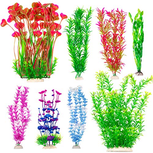 CousDUoBe 30 Pack Artificial Aquarium Plants, Full Set of Fish Tank Decorations, Various Sizes, Perfect Match (5.2 "-15.7") (30 Pack)