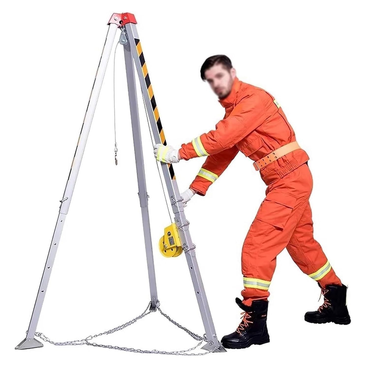Rescue Tripod Kit for Confined SpacesFire Safety Tripod with 1200 1800 2600 lbs WinchLightweight Aluminum Construction for Emergency Rescues