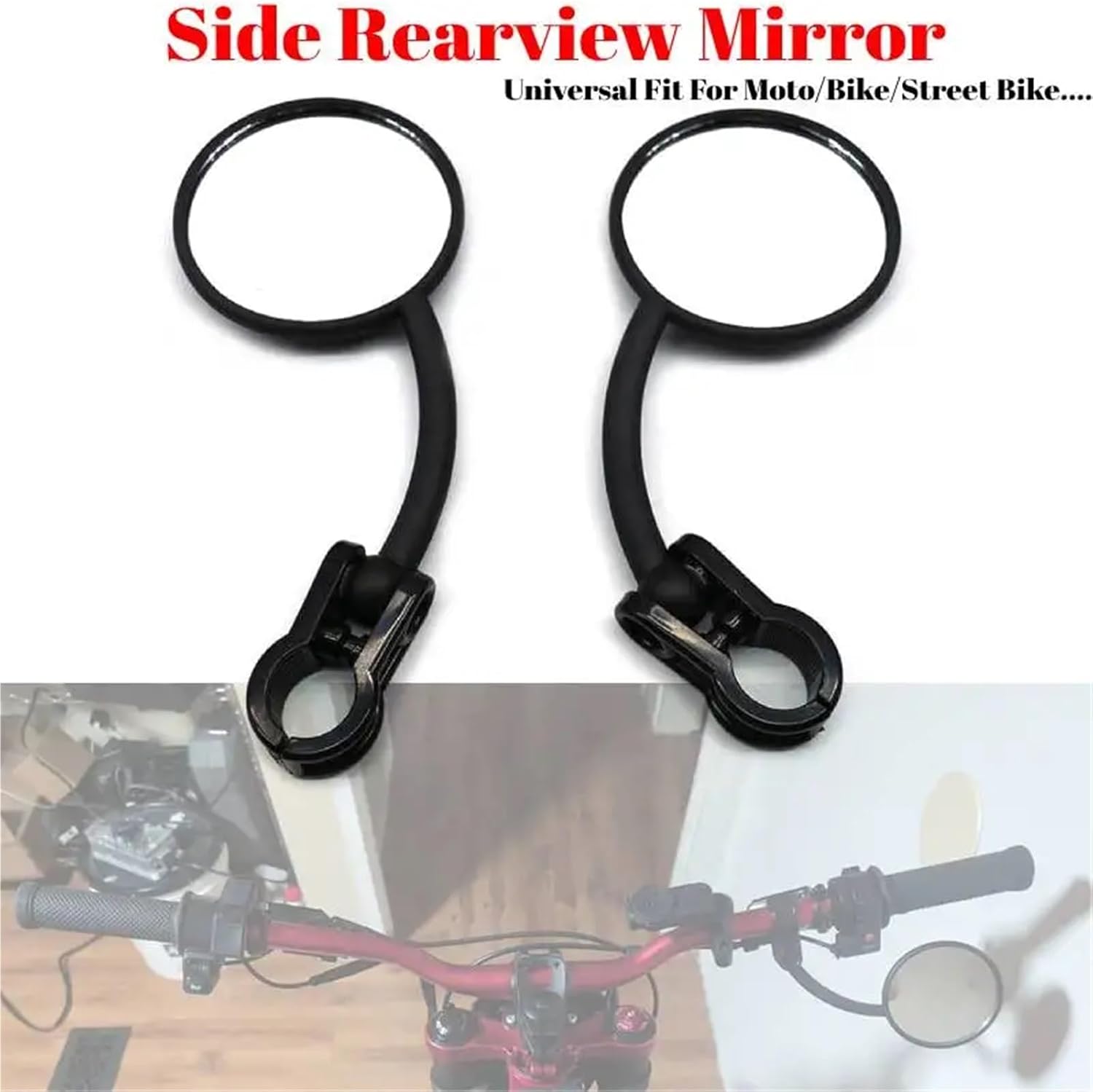 Bike Mirror Handlebar Mount Universal 22mm Bike Handlebar Mirror, Rear View for E-Bike & Motorcycle Back Sight