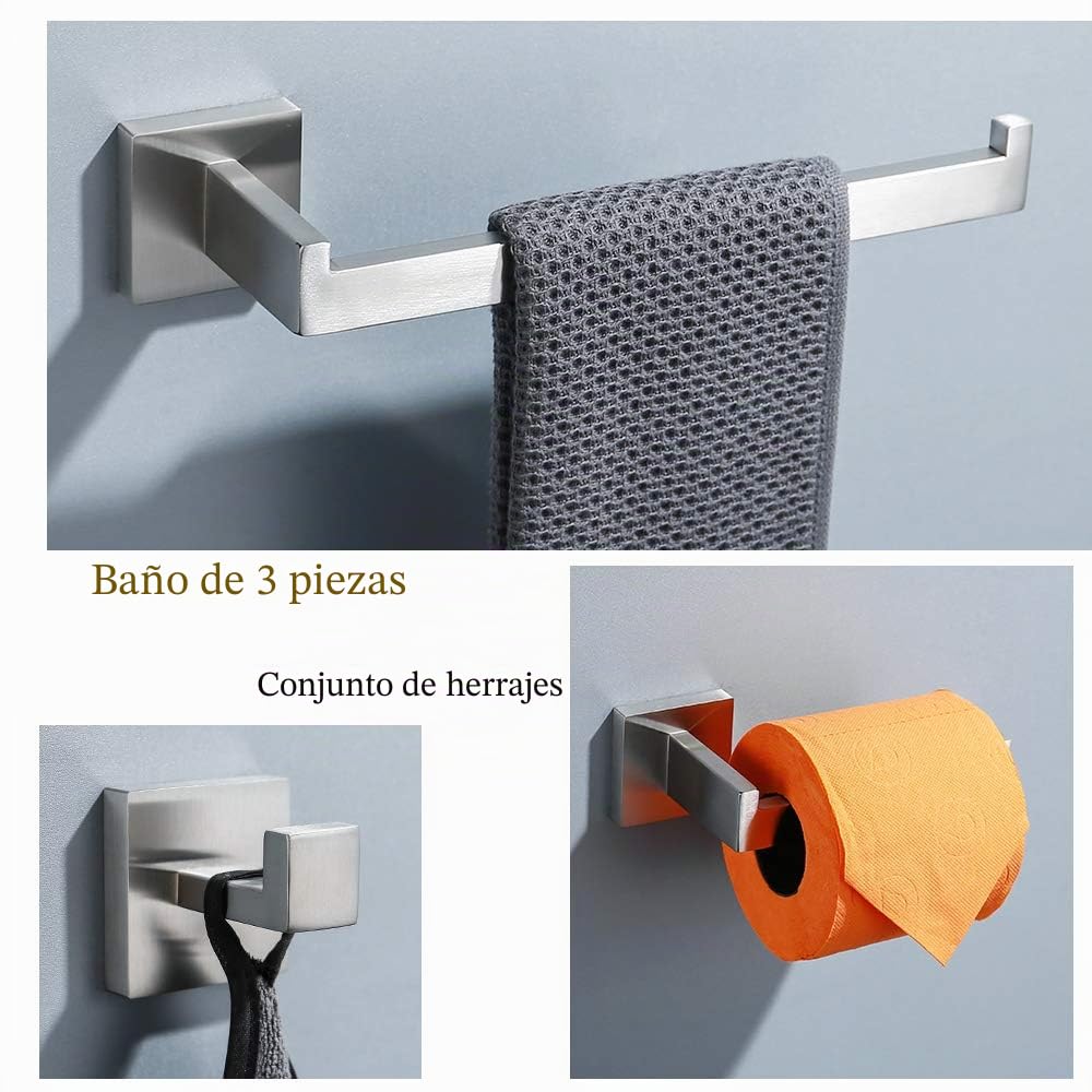 Turs de 3 Piezas Baño Accesorio Establecer Sus 304 Acero Inoxidable Inodoro Papel Titular Toalla Bar/Titular Gancho de Bata Montaje en Pared, Cepillado, Q7010BR