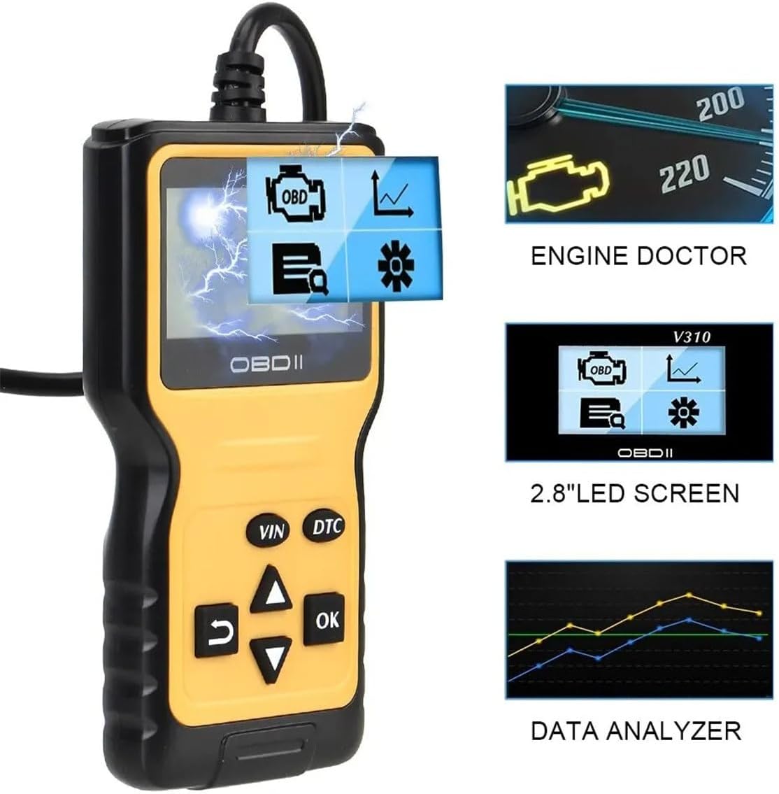 OBD2 Scanner Universal Car Engine Fault Code Reader, CAN Diagnostic Scan Tool for All OBD II Protocol Cars V310