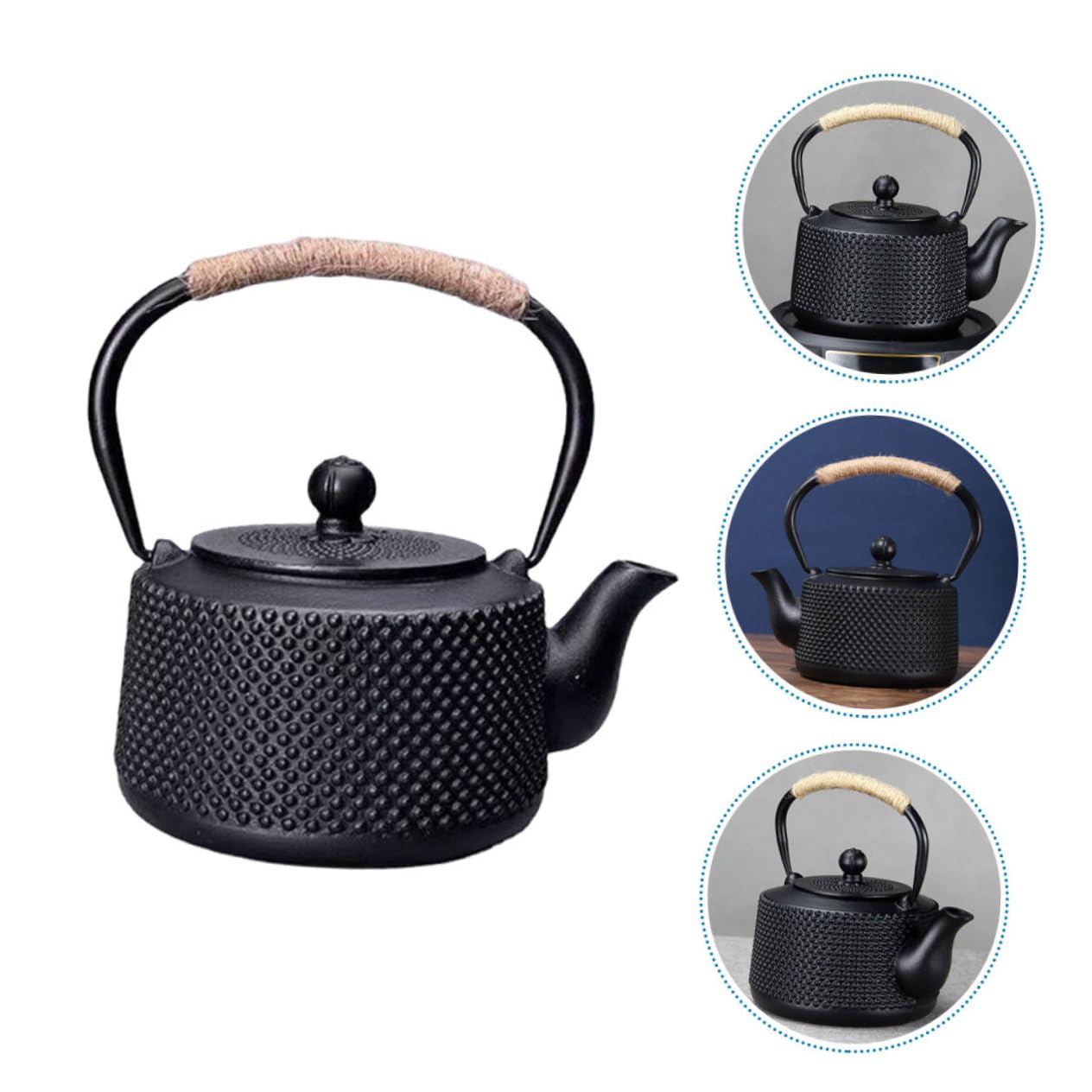 Tetera de Hierro Negra de 900ml Asa, Estilo Japonés