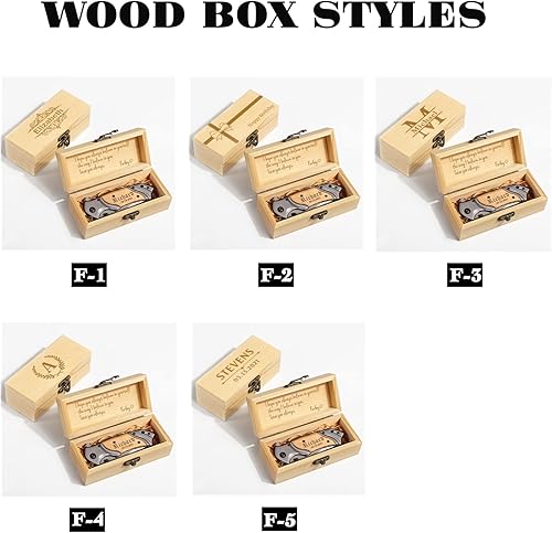 Miniatura 4 de Fodiyaer Regalos para hombre, cuchillo de bolsillo grabado con caja para papá, marido, novio, tío padrinos de boda, lo mejor para aniversario,