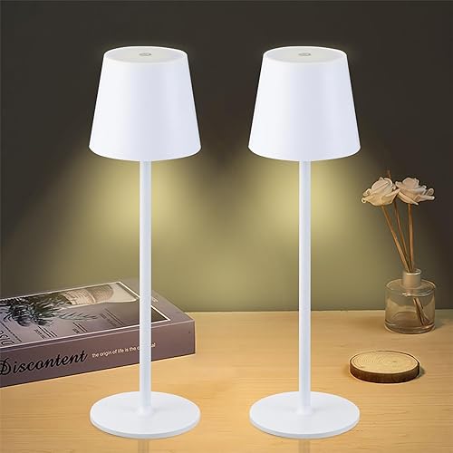 Lámparas de mesa inalámbricas recargables por USB, lámpara de escritorio de simplicidad integrada con batería LED de 4600 mAh, con control táctil,