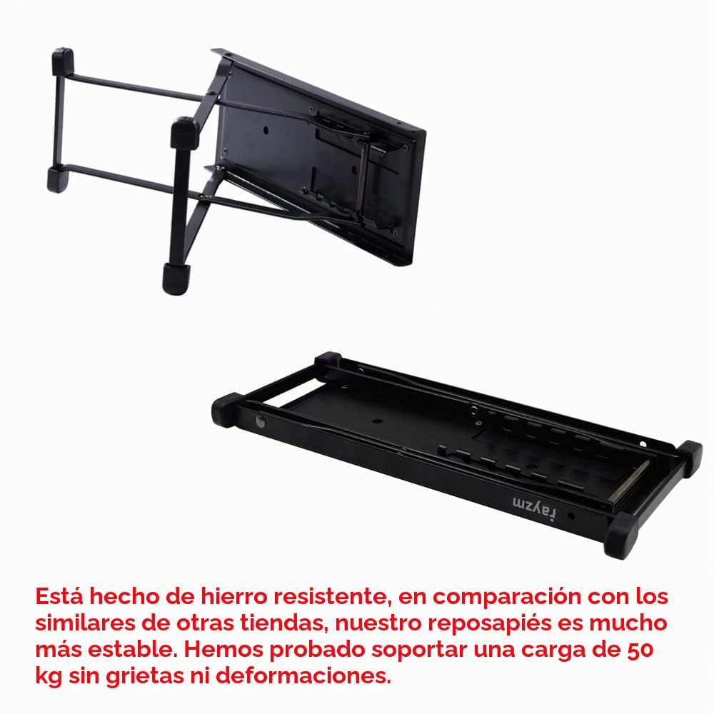 Rayzm Banquillo Reposapiés para Guitarra con Acolchado de Goma Antideslizante, Soporte de Metal Plegable, Ajustable y Súper Resistente (Flamenco/Clásica/Acústica/Eléctrico)