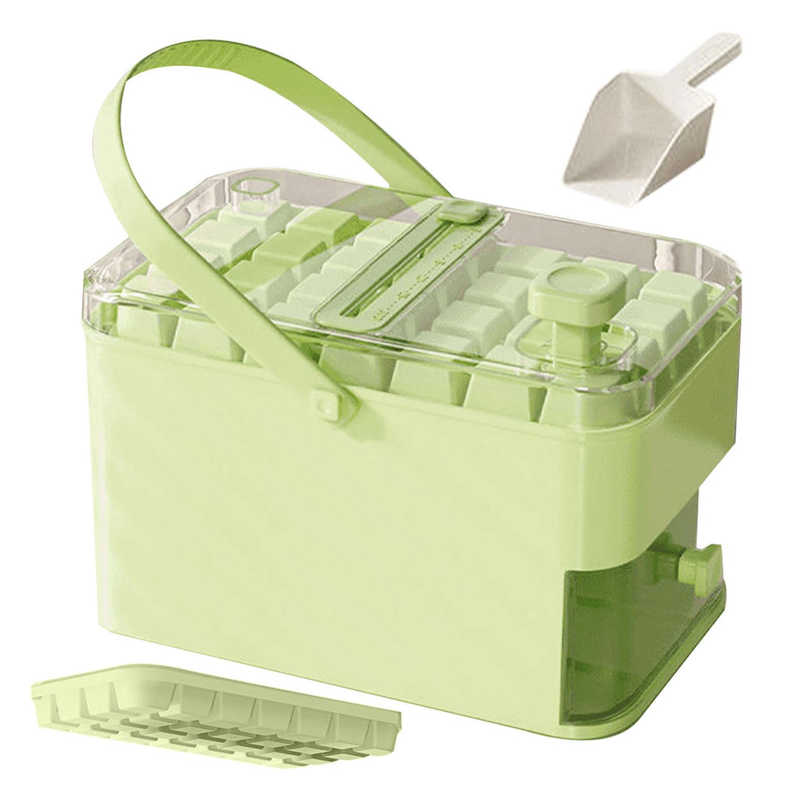 MALSSE Press Type Ice Box with Lid and Bin Ice Maker Mold Easy Release Trays Storage Box for Freezers Enduring Press Type