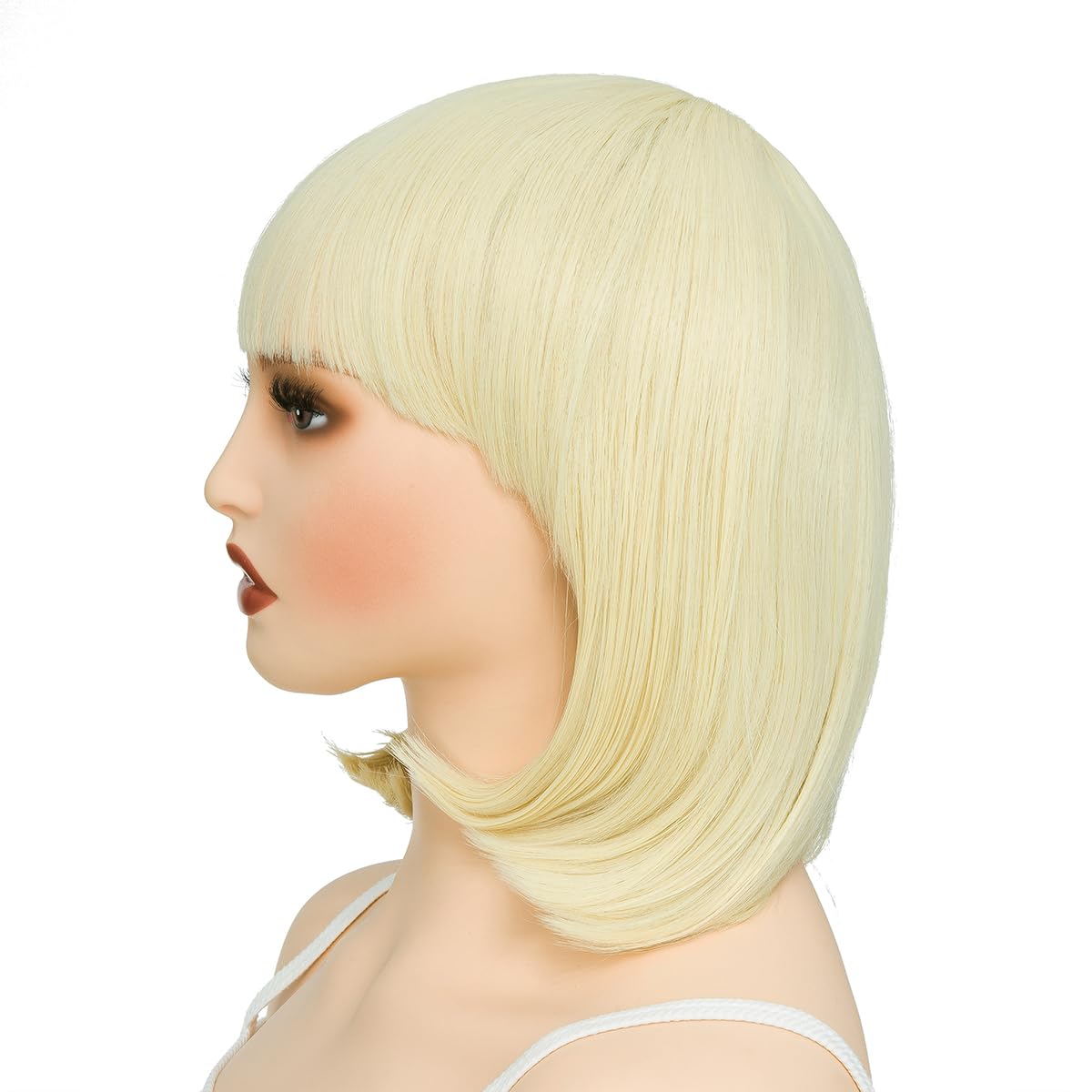 Yamel Blonde Bob Wig with Bangs 11 Inches Short Straight Synthetic Hair Costume Party Cosplay Halloween Wigs for Women Adult - Image 3