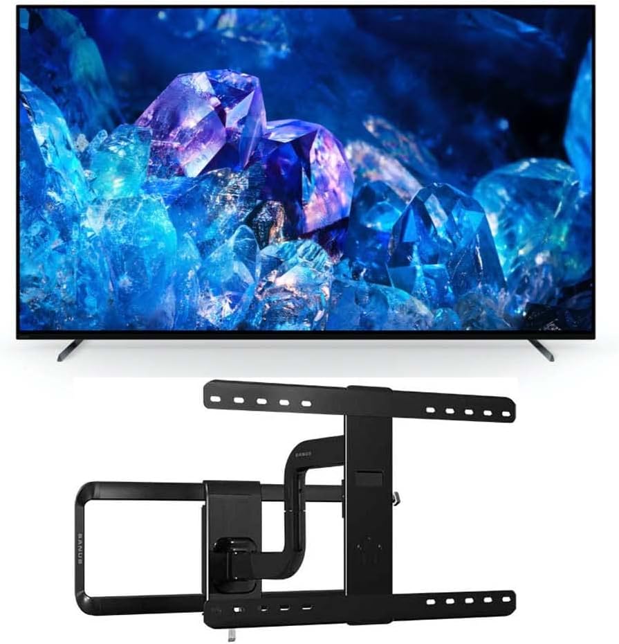 Sony XR77A80K 77" 4K Bravia XR OLED High Definition Resolution Smart TV with a Sanus VLF525-B1 Full-Motion Premium Series Mount for 50"-82" Flat Screen TV's (2022) 77 50-82 Full Motion