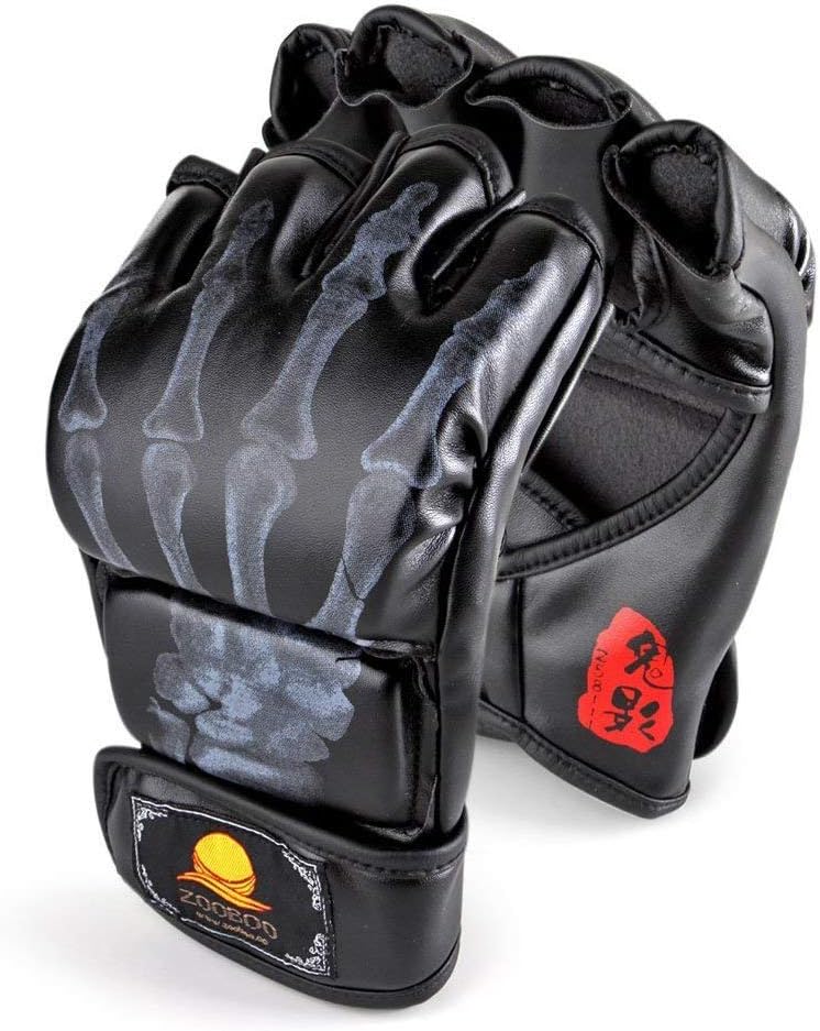 ZooBoo Guantes de MMA, UFC con material de alta resistencia para hombres y mujeres, protección de la muñeca, guantes sin dedos para entrenamiento, kickboxing, Muay Thai, boxeo, boxeo