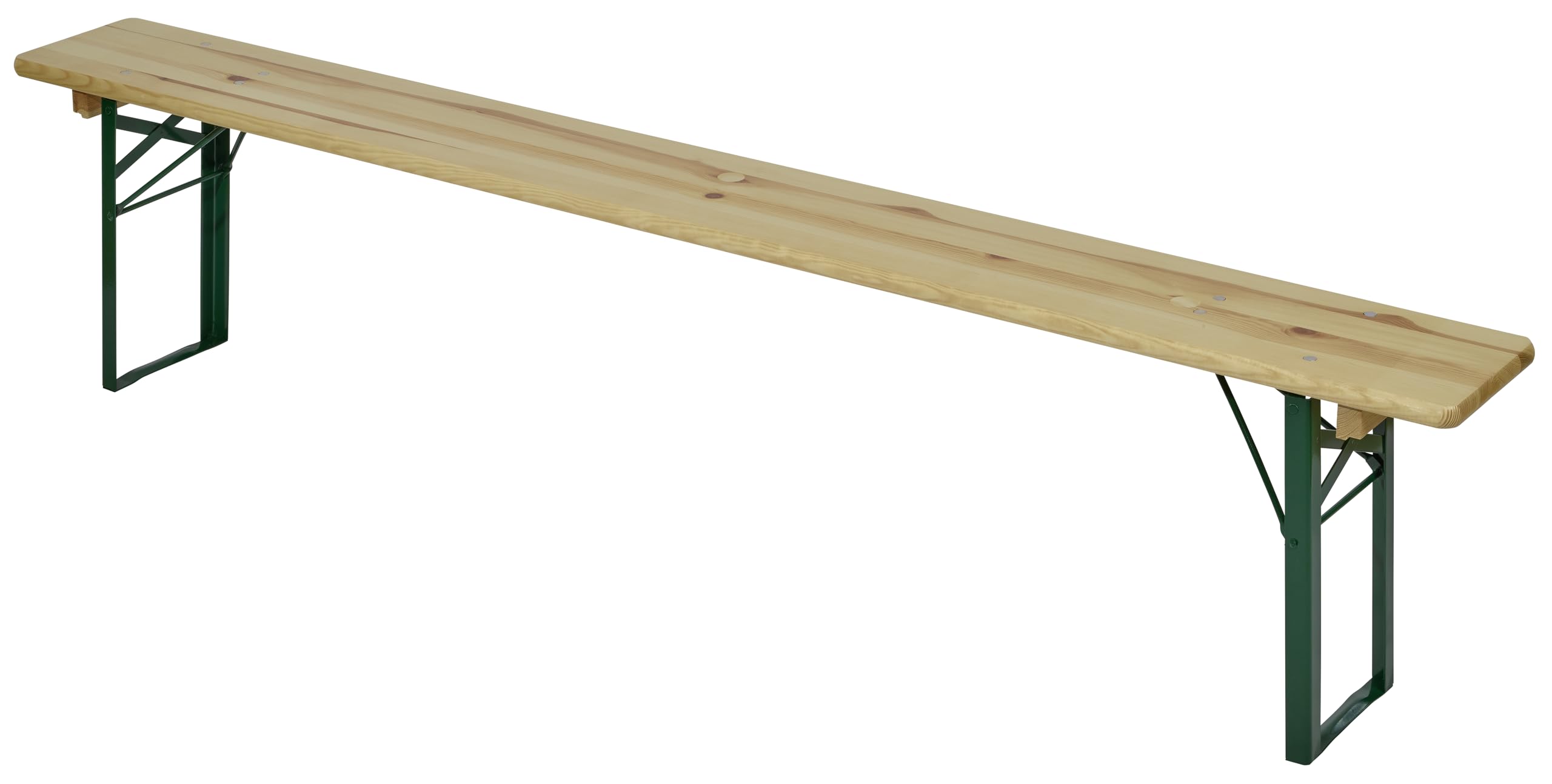 METRO Professional Bierzeltgarnitur, 3-TLG. Gartenmöbel Set, 1 Bier-Tisch 220 x 70 cm, 2 Bierbänke 220 x 25 cm, Klappbar, Naturbraun/Grün