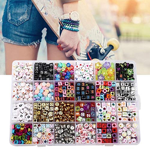 Contas de pulseira Kit de pulseira Contas de plástico, acessórios para fazer joias, chaveiros e brin