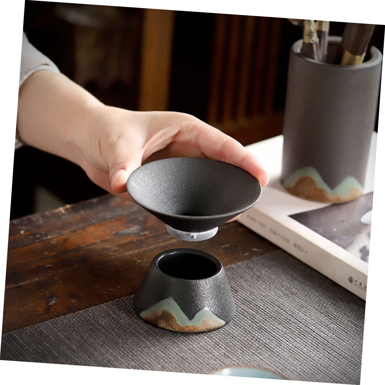 Gatuida 3piezas Infusor De De Cerámica Decorativo Filtro Natural Para Infusiones y Accesorio De Artesanal Para Casa