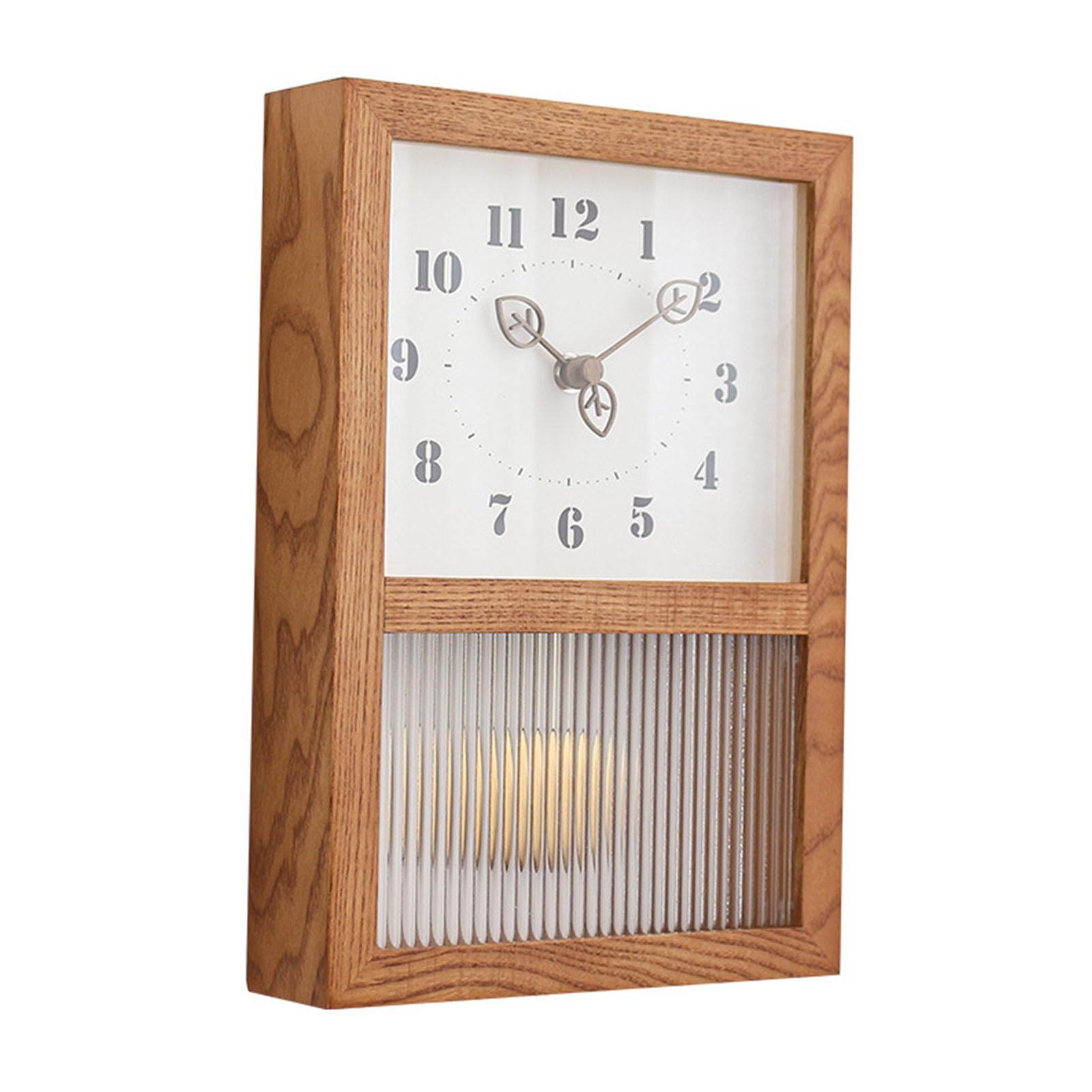 SIXRUN Reloj de Pared Retro Japonés Rectangular con Péndulo, Madera de Nogal y Vidrio, Decorativo, 1100g