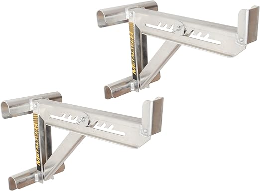 Metaltech Jobsite Series 2-Rung Ladder Jack 2-Pack E-LJ20P, Aluminum Jack for Scaffolding Extensions and Work Platforms, Scaffold, Masonry, Painting, and Roofing Tool for Job Site and Home Improvement