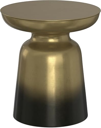 Miniatura 12 de SIMPLIHOME Toby - Mesa auxiliar de metal estilo tambor de hierro de 17 pulgadas de ancho en cobre antiguo, moderno soporte industrial para plantas