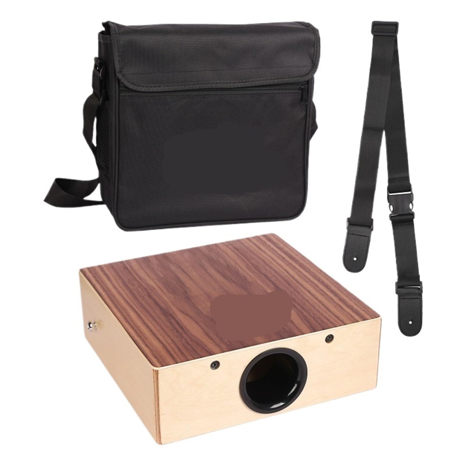 Cajon Cajon Tamburo in legno piatto a mano portatile con tracolla regolabile Strumento a percussione