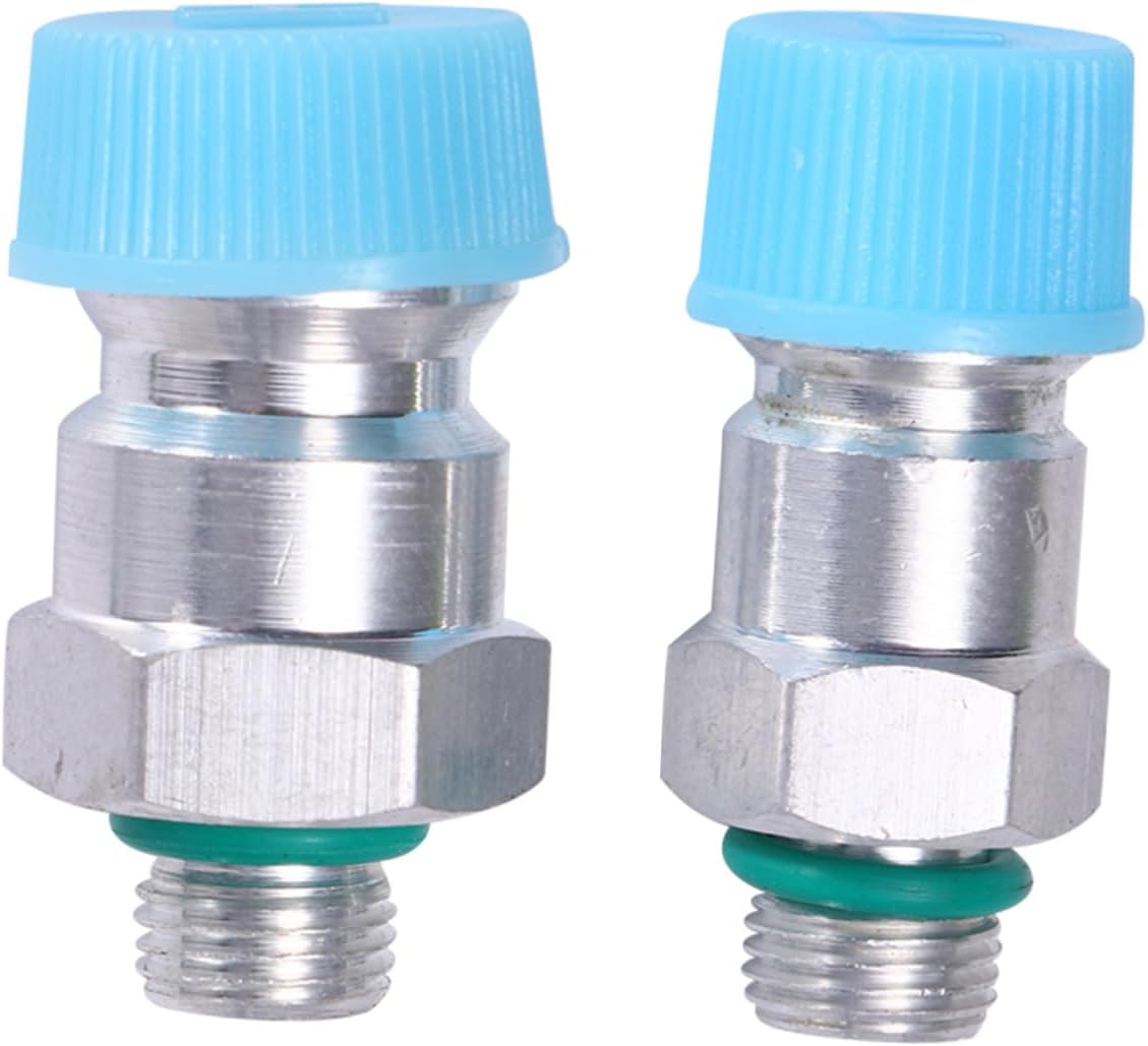 Mikinona 2pcs Universal Car Ac High-low Pressure Quick Coupler Set with Core, Lid, and Rubber Gasket for Refill and Air Conditioning Service Random Color