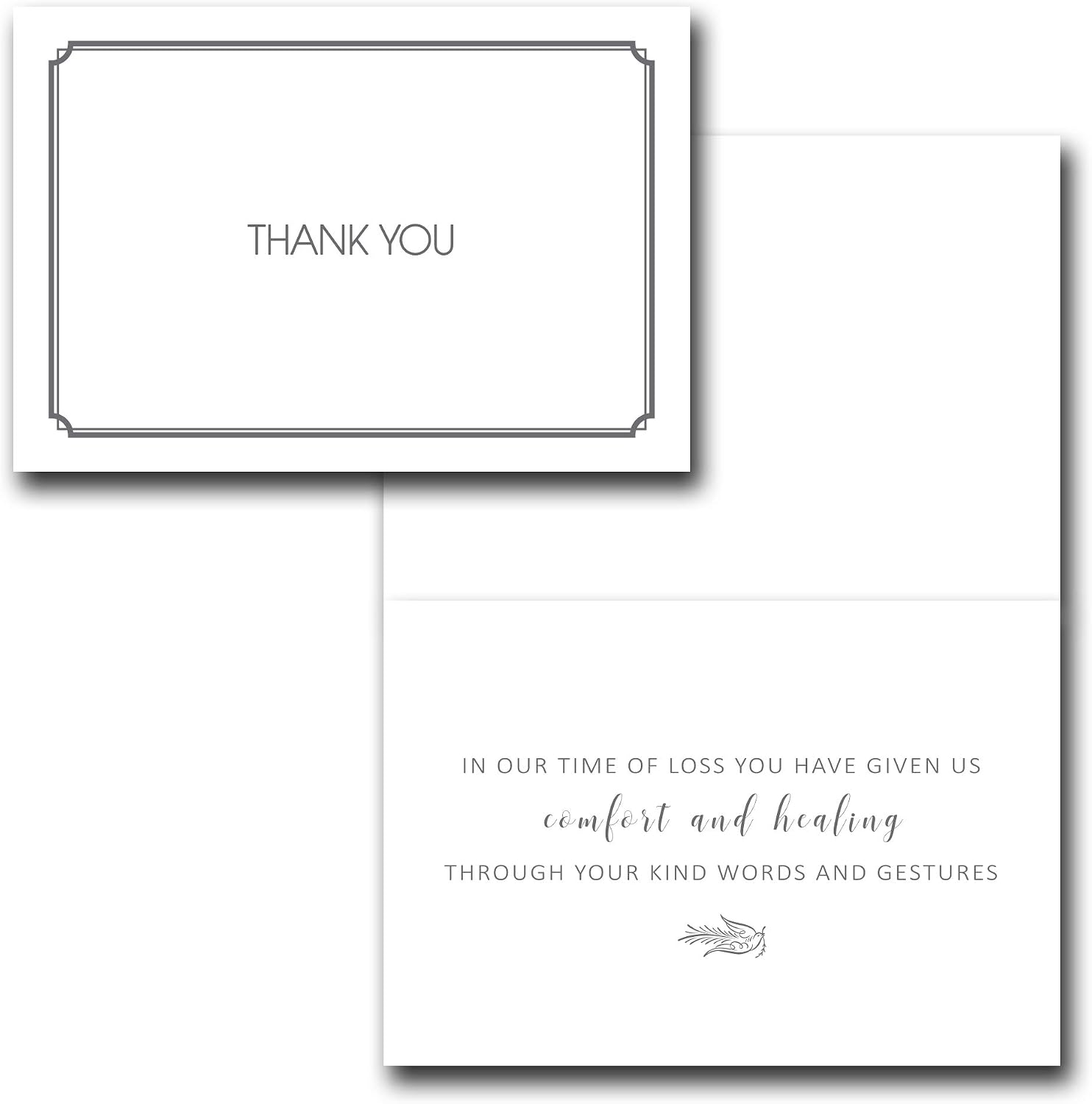 Funeral Thank You Cards With Envelopes, Set of 50 Bulk 4x6 Sympathy Notes Bereavement Card Set with Acknowledgment Message Inside, Include Matching Seal Stickers
