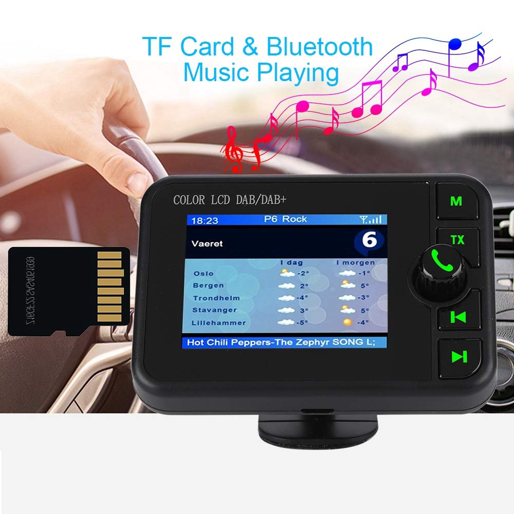 Adattatore per radio DAB per auto - LCD 2.4 pollici - Supporto DAB 170-240MHz / FM 87.5-108MHz - Compatibile con trasmettitore DAB