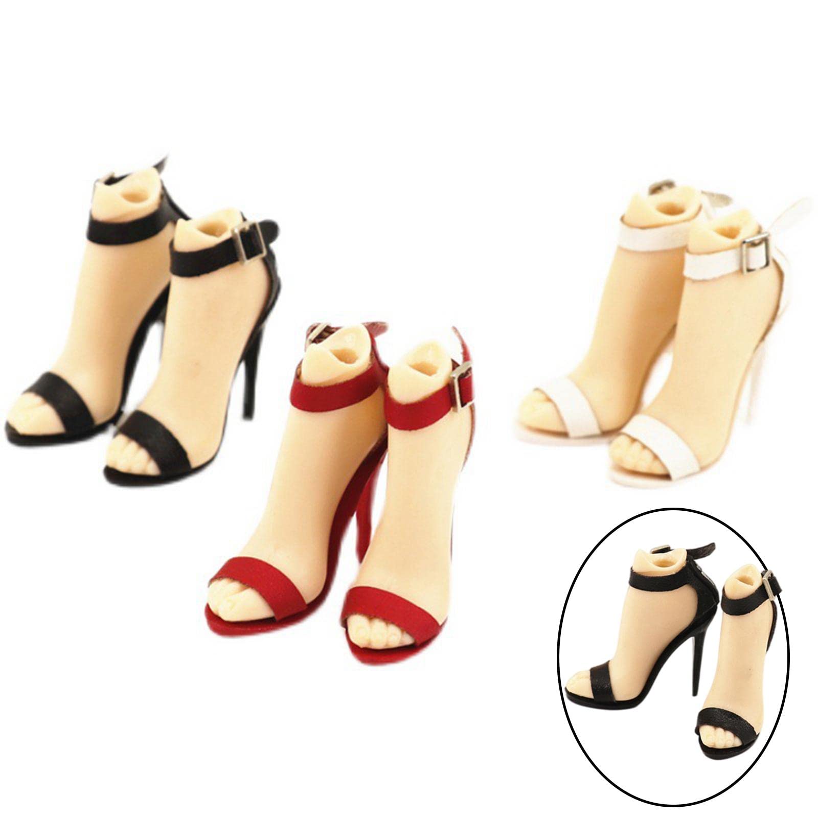 1 Paire Hauts Femme Chaussures Déguisement Sandales Figurine Modèle 1/6 Plastique Utilisé Adapté Aux Collections Personnalisation, Le noir