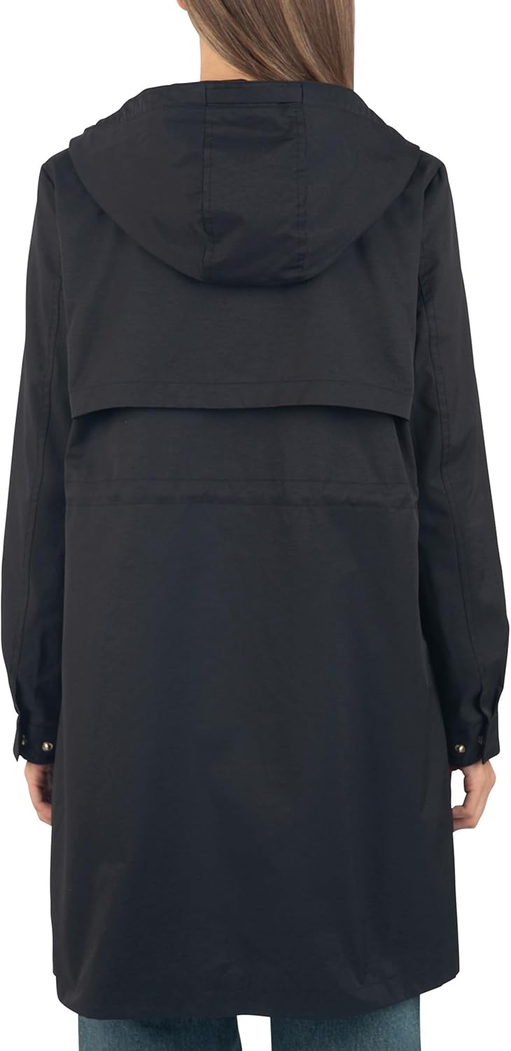 Alpine Swiss Tanya Womens Hooded Rain Jacket Long Raincoat Trench Coat Windbreaker - Image 5