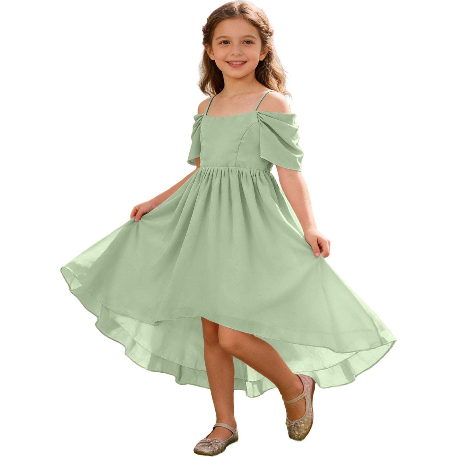 Vestido asimétrico de Gasa con Estampado Floral para niñas Adolescentes, Ideal para Ocasiones Formales como Bodas o graduaciones, Elegante y Moderno.