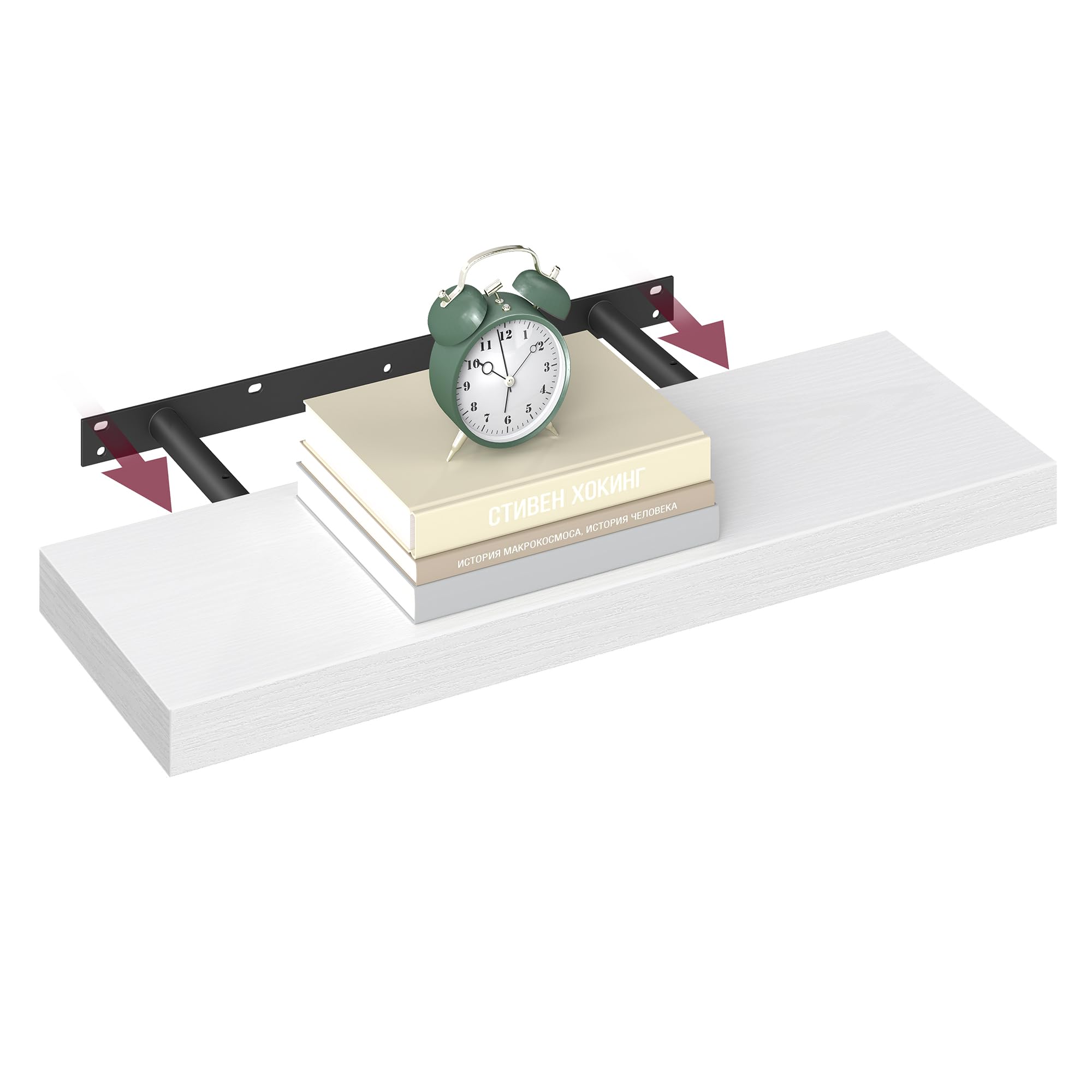 VASAGLE Wall Shelf, Floating Shelf, Shelf, 20 x 60 x 3.8 cm, Wall Shelf for Picture Frame, Decoration, Shelf for Living Room, Study, Kitchen, Snow White LWS026WE01 — image 1