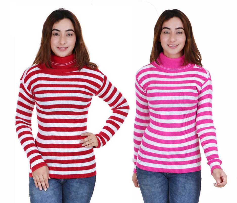 Women Woollen High Neck Swater Skivvy Pack of 2-picture-51