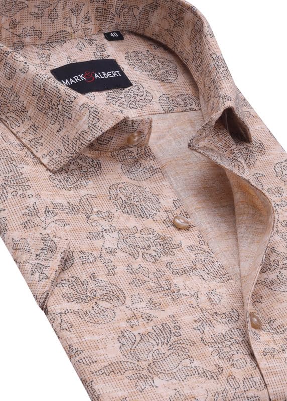 Image of Mark & Albert Men's Half Sleeve Cotton Linen Shirt Blue