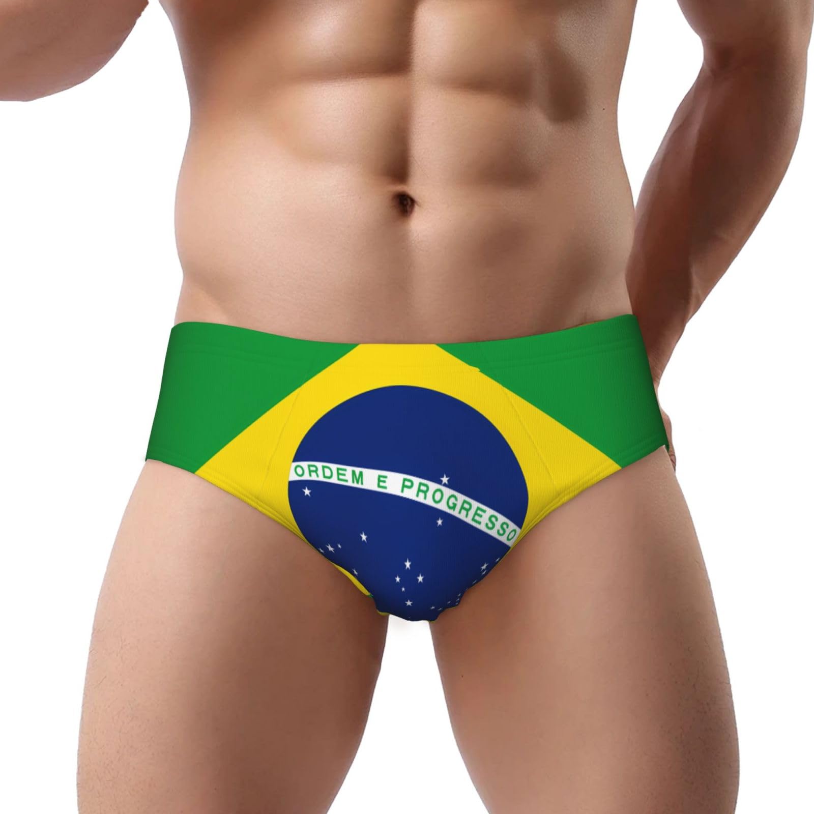 Zaixiansj Men's Black Briefs, Brazilian Flag Print Underpants Soft Stretchy Thong Underwear For All Day Comfort - 3XL