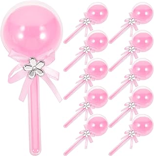 12pcs Rattle Acrylic Candy Boxes Fillable Lollipop Candy Box with Ribbon Plastic Candy Container Shower Favors for Gender Reveal Party Pink