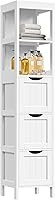 Yaheetech Slim Bathroom Tall Cabinet with 3 Drawers & 2 Shelves, Narrow Freestanding Storage Tower for Small Spaces, White 12"x12"x56"