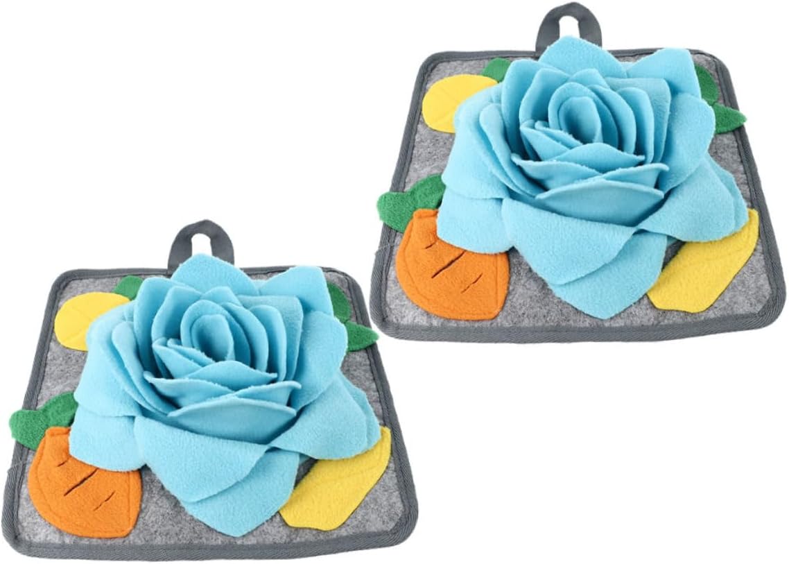 MERRYHAPY 2Pcs Rabbit Snuffle Mats Polar Fleece Foraging Feeding Mats for Bunnies Encourage Natural Nose Work and Reliable Pet Exercise Accessories