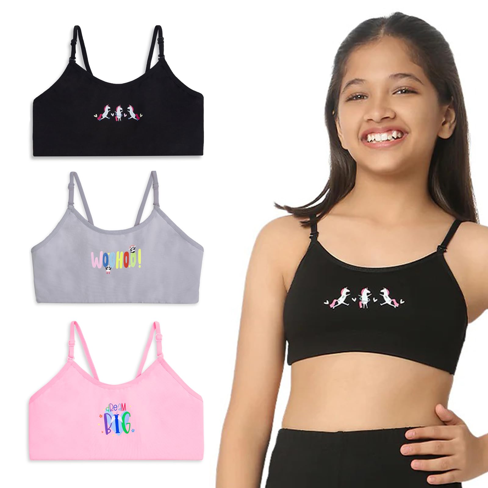 - Cotton Training Bra for Pre-Teen Girls | Ages 8-16 Years | Non-Padded | Full Coverage | Breathable | Best First Bra