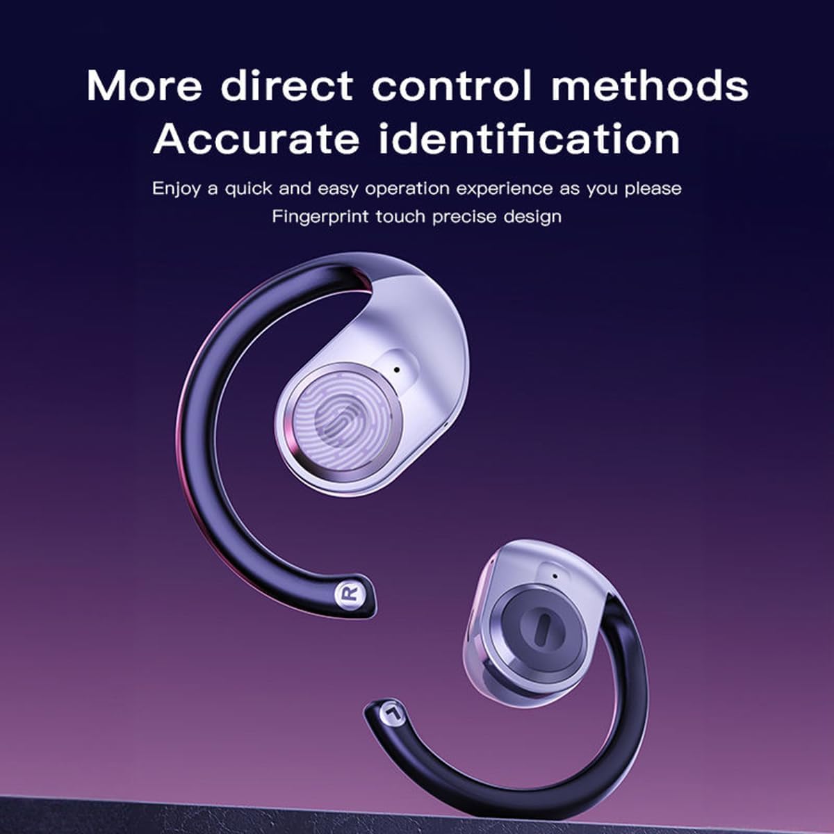 Open-Ear Wireless Earbuds with Earhook Bluetooth 5.3 Headphones with Mic, 24Hrs Playback Sport Ear Buds,Ultra-Comfort,Lightweight Design,Fast Charging,Compatible with iPhone & Android,Black