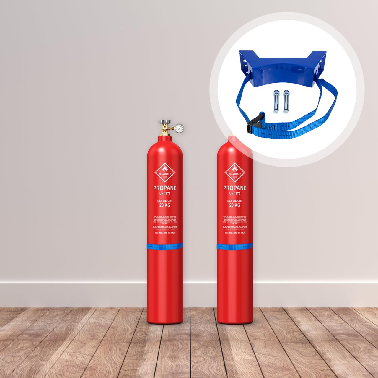 SOLUSTRE 2 set di supporti robusti in plastica, supporto cilindrico, supporto per bombole di gas, supporto da parete a cilindro