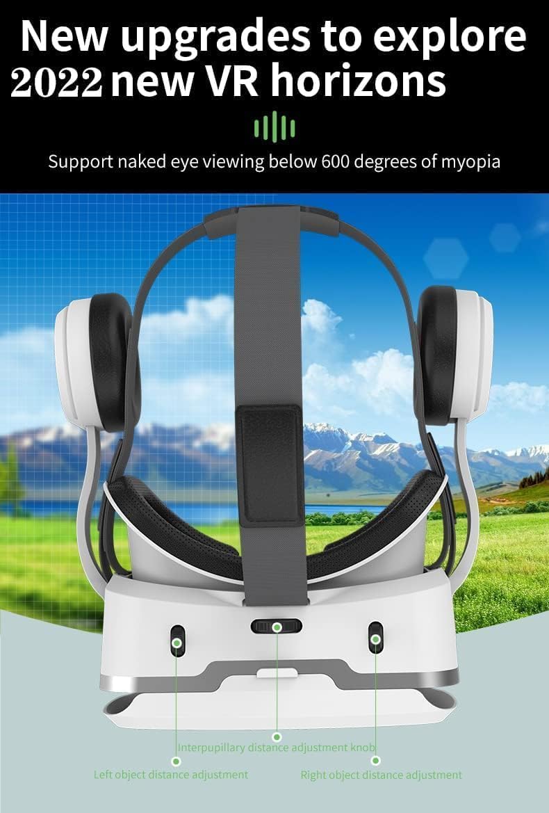 Gafas VR, 3D VR Gafas de Realidad Virtual VR Glasses Objetivo y Pupila Regulable para 4.7" - 7.2" Android/iOS Smartphone (Blanco)