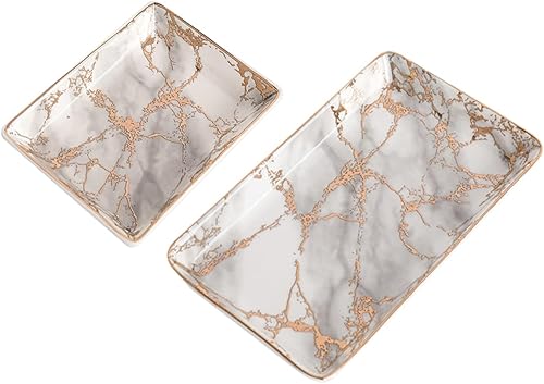Miniatura 2 de PACKOVE 2pcs Bandejas Decorativas Ceramic Ring Tray Ceramic Jewelry Tray Ceramic Tray Ceramic Jewelry Dish Ceramic Earring Tray Decorative Trays