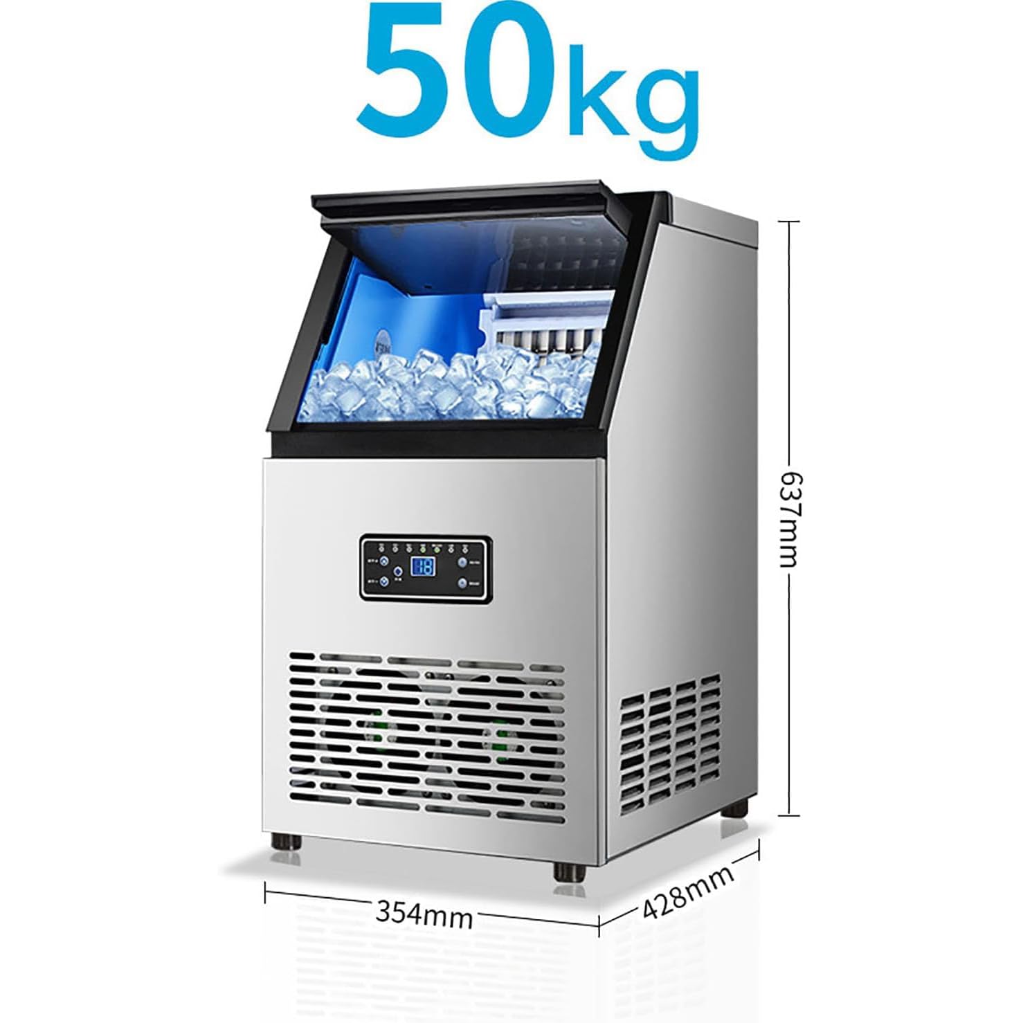 Produttore di Ghiaccio Commerciale 110Lbs/24h, stoccaggio 25Lb, Macchina del cubo del Piano di Lavoro di autopulizia per Il Ristorante del Bar dell'ufficio Domestico