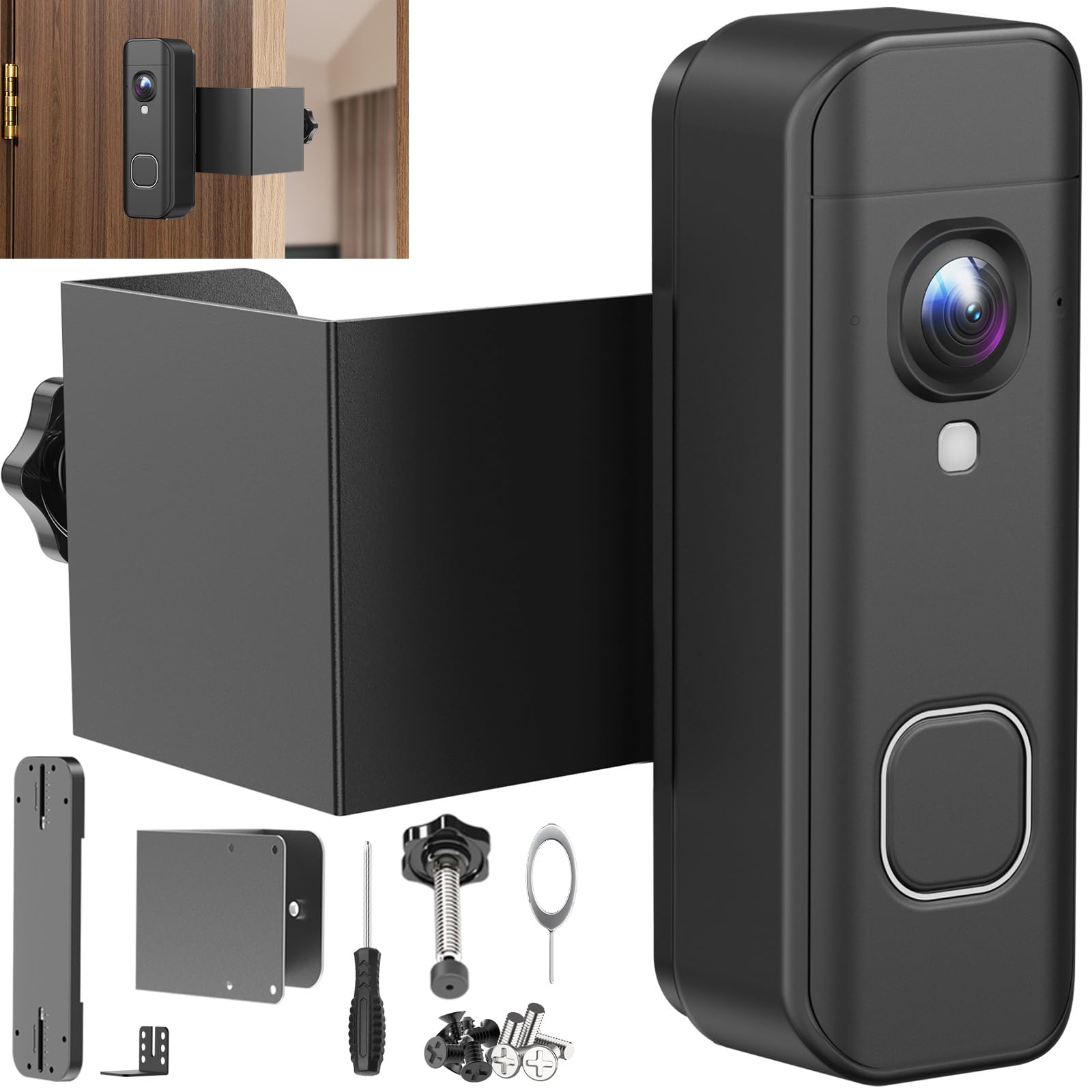 Qwwia Black Anti-Theft Doorbell Mount Compatible With Blink Newest 2026 Battery Doorbell 2K+, No Drill Doorbell Camera Mount, Wireless Video Doorbell Mounting Bracket For Apartment Rental, Not For Security Door
