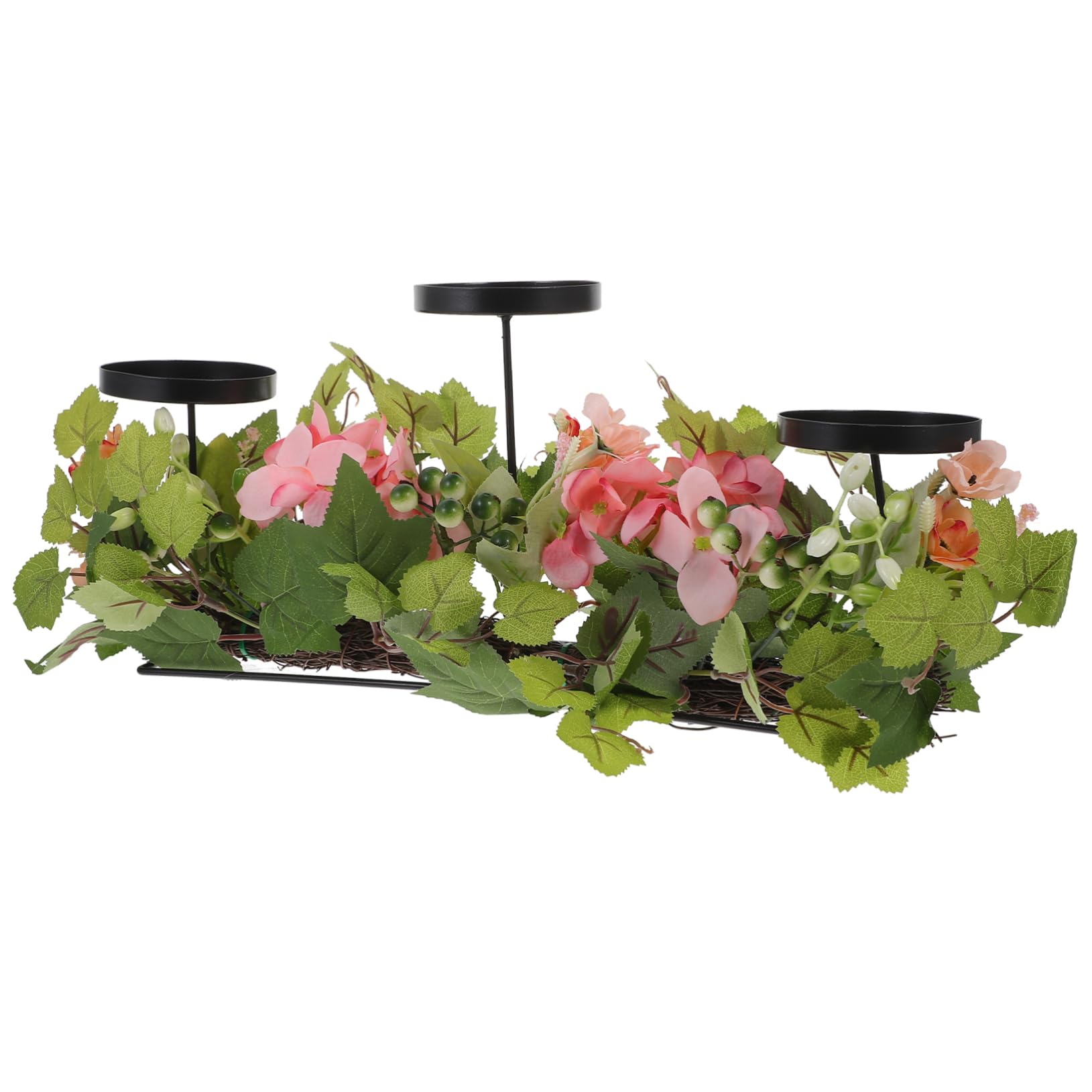 Candelabro de Hortensias Artificiales para Mesa, Adorno Navideño