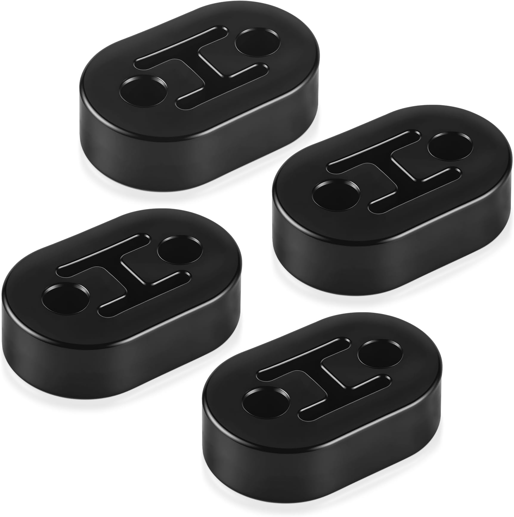 SINGARO Rubber Exhaust Hanger, Muffler Exhaust System, Heavy Insulator Support Bushing Installation, 2 Holes 0.47 Inch, High-Density Tailpipe Damping Hanger (4PCS Black)