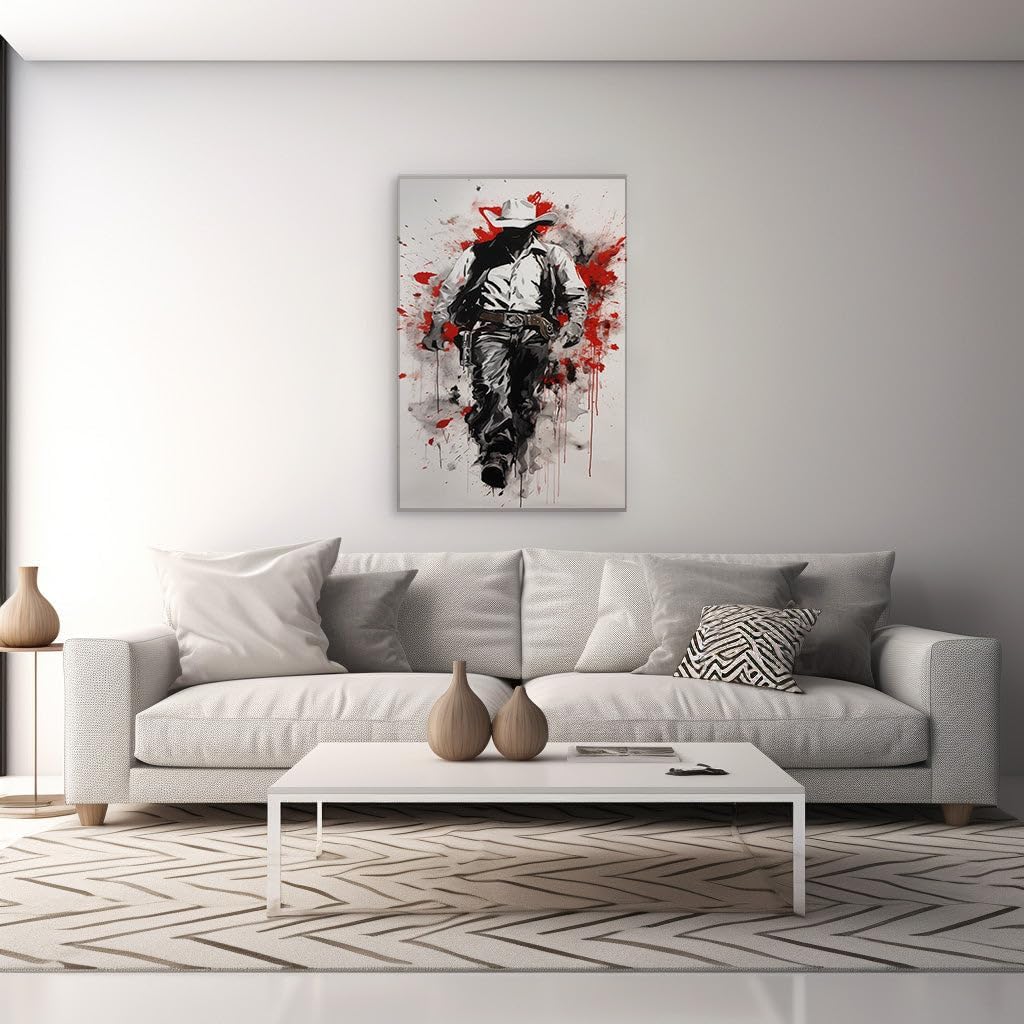 Canvas for Living room. Striding Forward into the Frontier � The Unyielding Spirit of the Digital Cowboy, 27 x 18 inch Canvas Wall Art - Ready to Hang - 69x46 cm (27x18 inch)