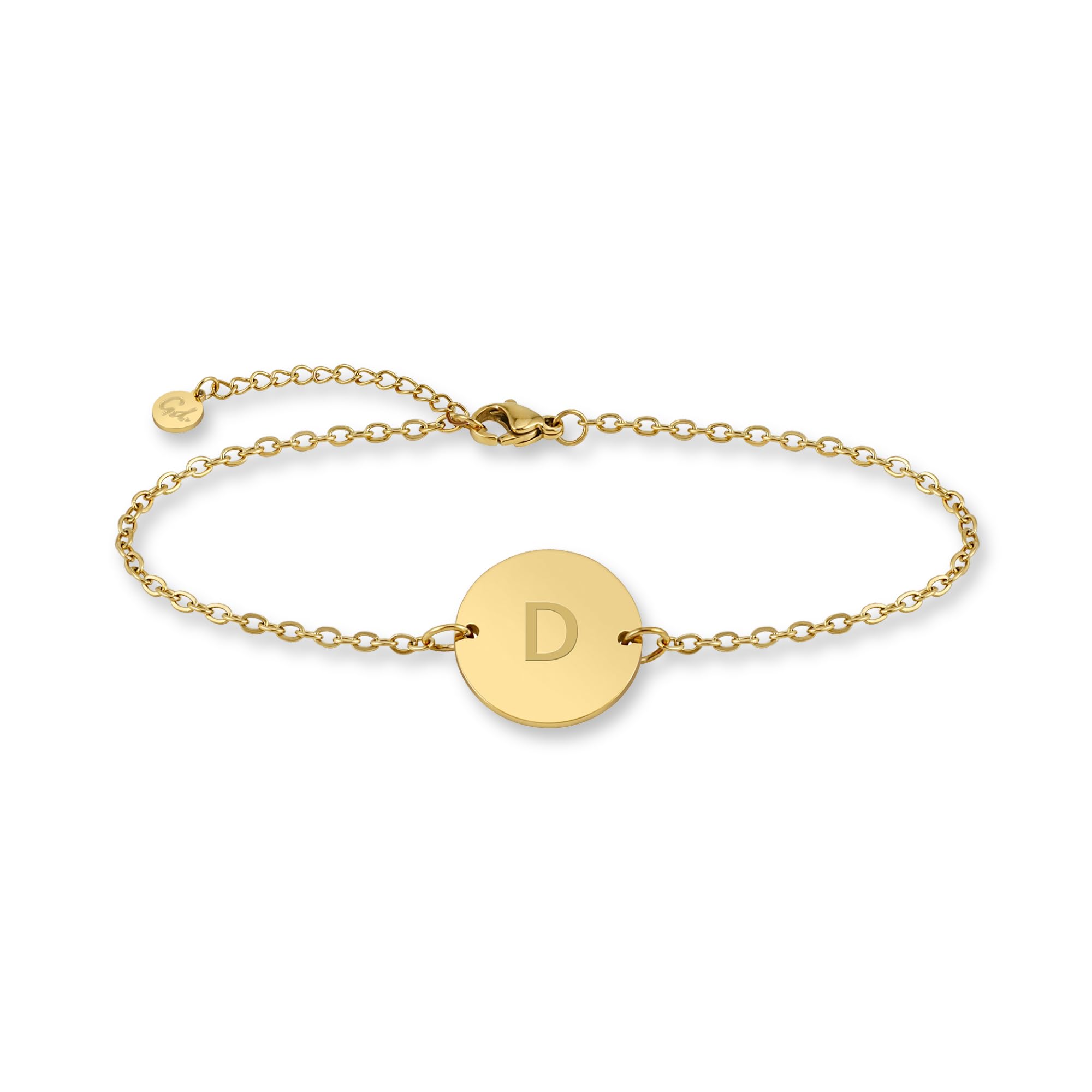 GD GOOD.designs Armkette mit Buchstaben in Gold | 18k Echtgold beschichtet | Anhänger mit Initialen Gravur - Geschenk für Sie und Ihn