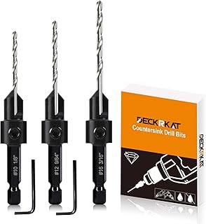 3 Pack Countersink Drill Bit Set #10#12#16, 3in1 Woodworking Counterbore...